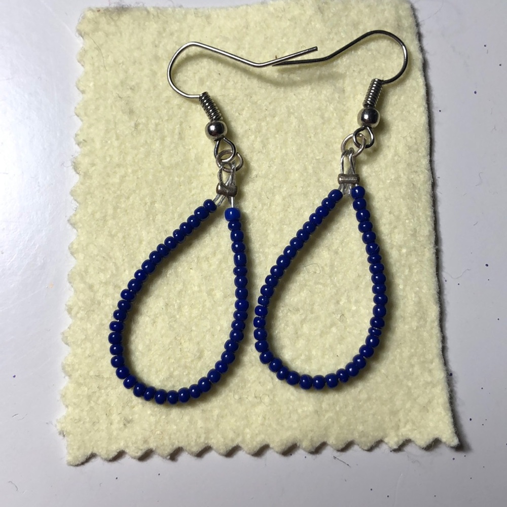 Dark Blue Tear Drop Earrings